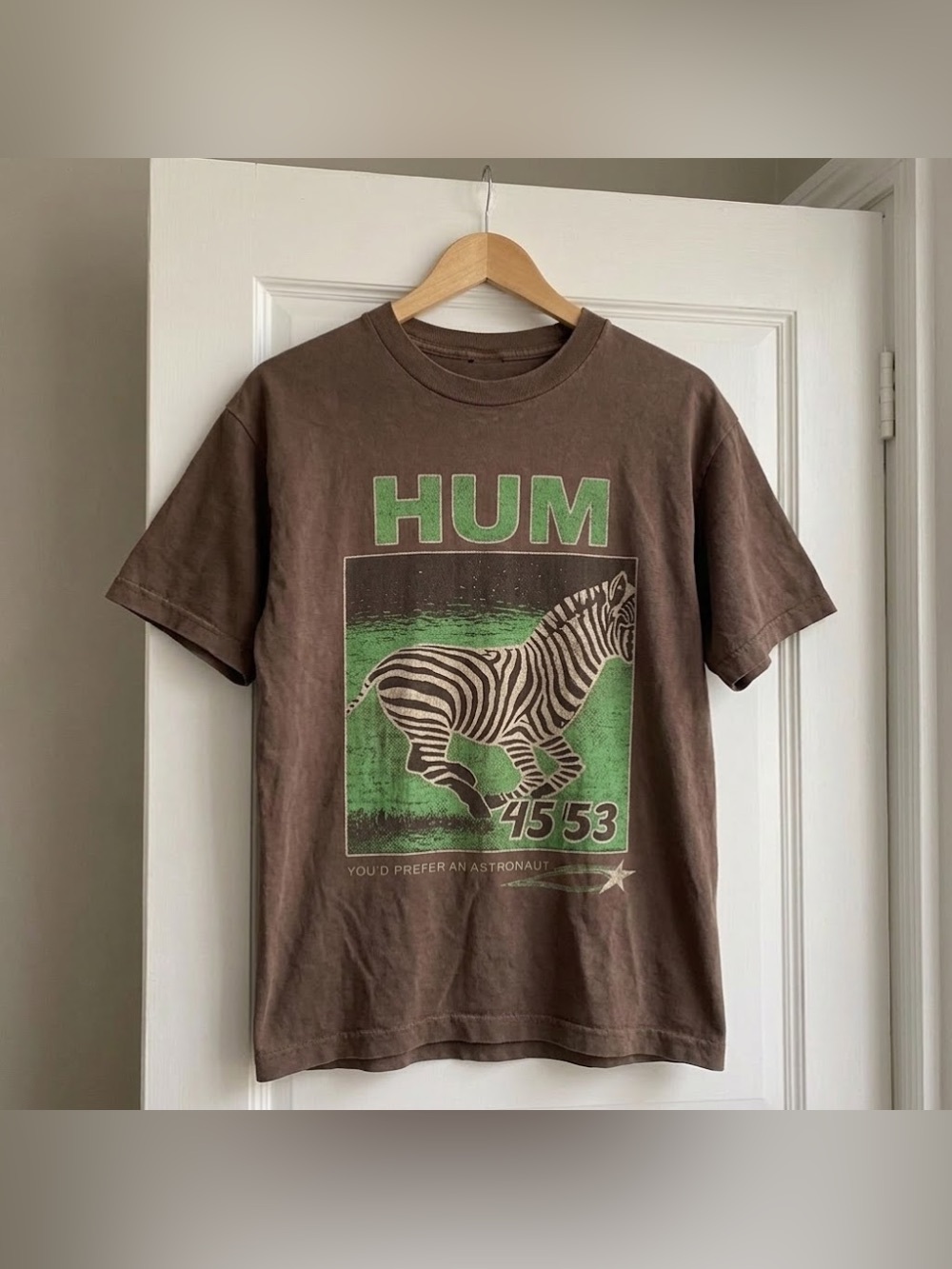Hum You’d Prefer An Astronaut Zebra Dark Chocolate Alt Rock Graphic T-Shirt